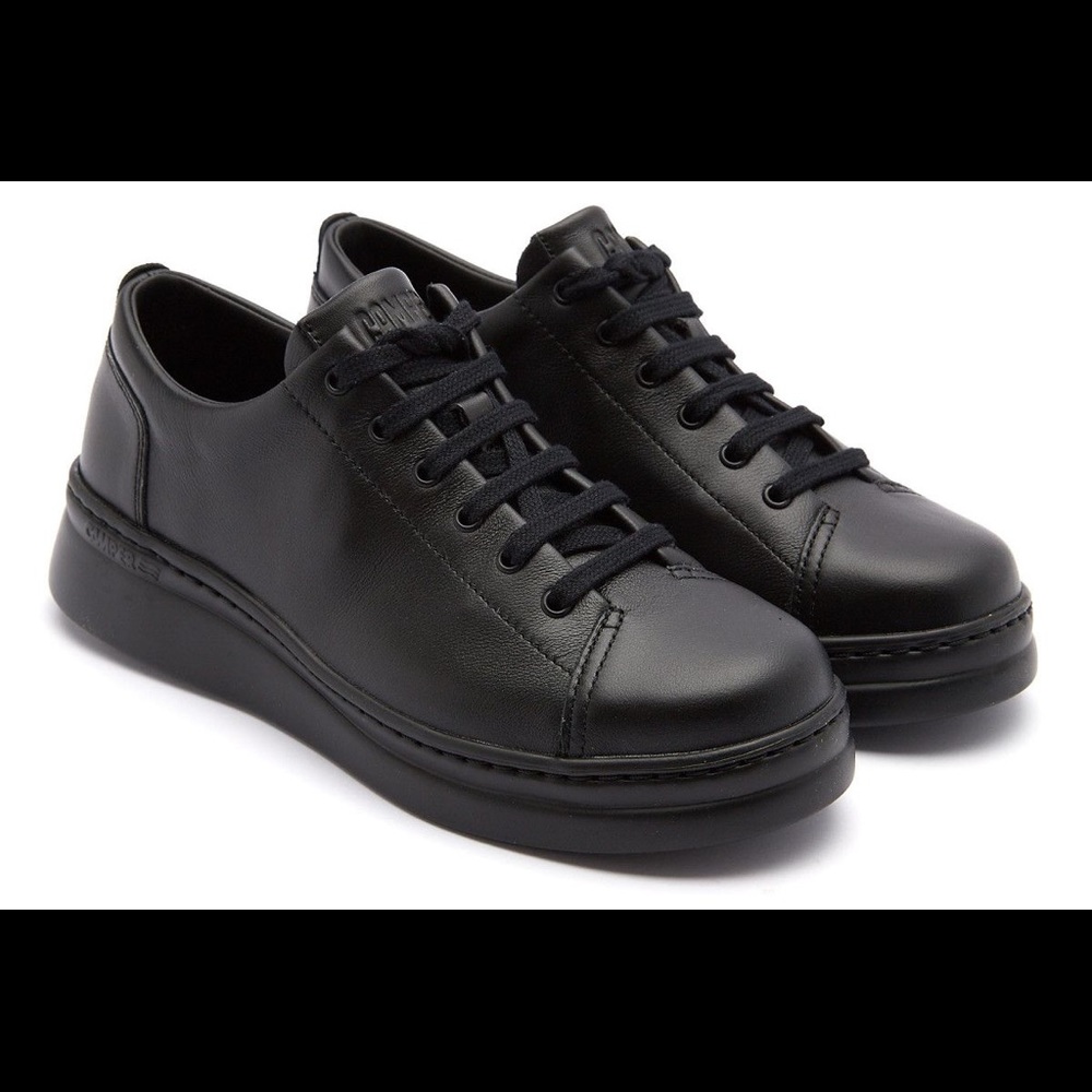 Camper runner up black leather lace up shoes